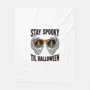 ヴィンテージ魔女サングラスのスケルトンハロウィンTシャツ フリースブランケット