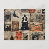 ヴィンテージ魔女スタンプハロウィーンデクページ ポストカード (正面)