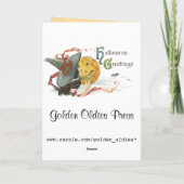 ヴィンテージ魔女ハロウィン飛んでいるカード女の箒 カード (裏面)