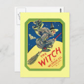 ヴィンテージ魔女ラベルアート ポストカード (正面/裏面)
