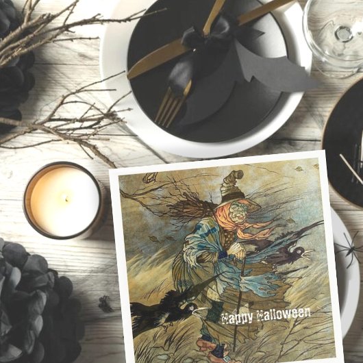 ヴィンテージ魔女不気味ハローウィンパーティ スタンダードカクテルナプキン