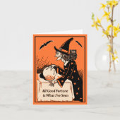 ヴィンテージ魔女占い師ハロウィーン カード (黄色い花)