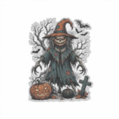 ヴィンテージ魔女案山子ハロウィンパンプキンシャツデザイン シール (正面)