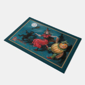 ヴィンテージ魔女踊りと黒猫 ドアマット (アングル)