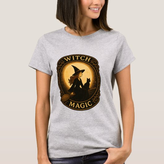 ヴィンテージ魔女魔法美学Tシャツ – かわいいハロ Tシャツ (正面)