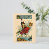 ヴィンテージ魔女黒猫&こうもりハロウィーン シーズンポストカード (スタンド正面)