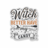 ヴィンテージ魔女 ハロウィンお菓子デザイン シール (正面)
