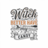 ヴィンテージ魔女 ハロウィンお菓子デザイン シール (正面)