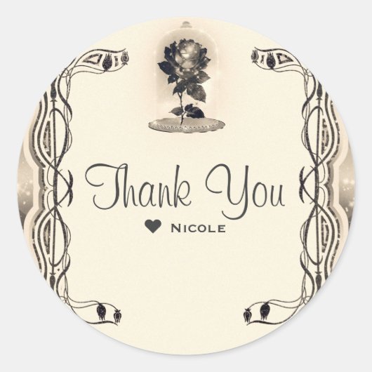 ヴィンテージ魔法の魅惑されたバラ結婚披露宴 ラウンドシール (正面)