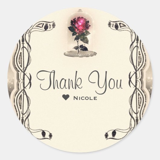 ヴィンテージ魔法の魅惑されたバラ結婚披露宴 ラウンドシール (正面)