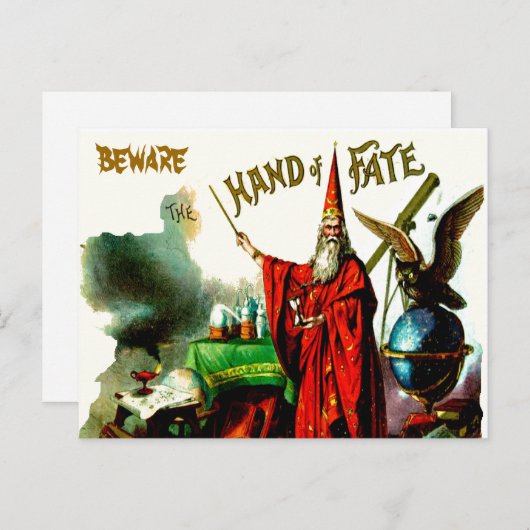 ヴィンテージ魔法ウィザードメルリンフェイトリトラベルアート ポストカード (正面/裏面)