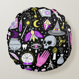 ヴィンテージ魔法スイッチのシームレスなパターン。魔法b ラウンドクッション