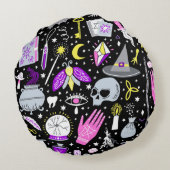 ヴィンテージ魔法スイッチのシームレスなパターン。魔法b ラウンドクッション (裏面)