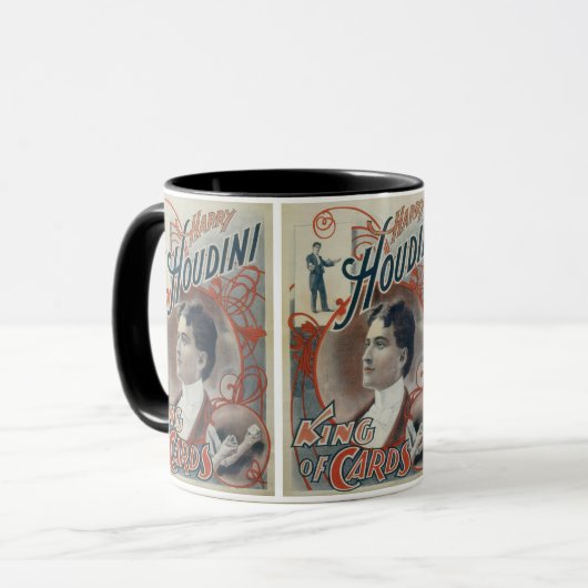 ヴィンテージ魔法ポスターマジシャンハリーウディニ マグカップ (正面左)