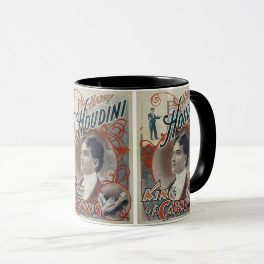 ヴィンテージ魔法ポスターマジシャンハリーウディニ マグカップ (正面右)