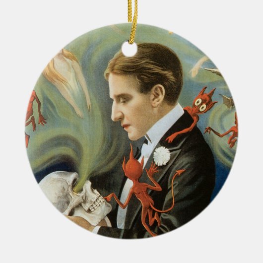 ヴィンテージ魔法ポスター、ザ・マジシャン素晴らしサーストン セラミックオーナメント (正面)