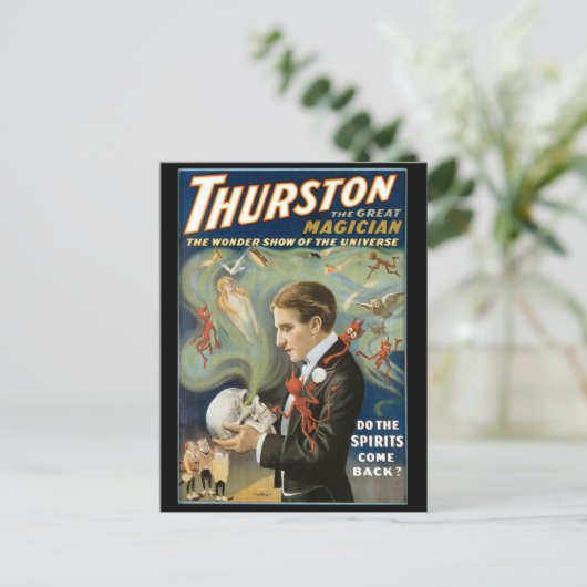 ヴィンテージ魔法ポスター、ザ・マジシャン素晴らしサーストン ポストカード (スタンド正面)