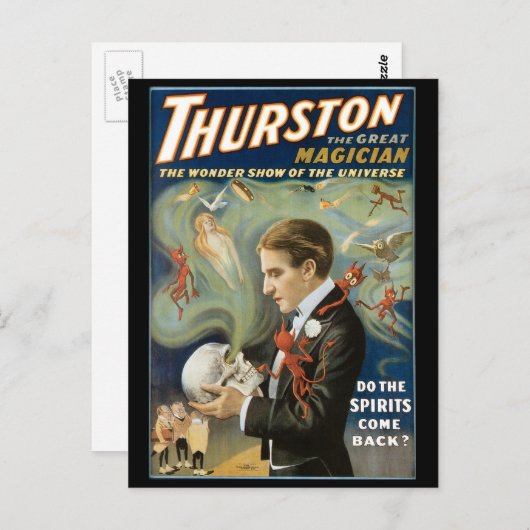 ヴィンテージ魔法ポスター、ザ・マジシャン素晴らしサーストン ポストカード (正面/裏面)