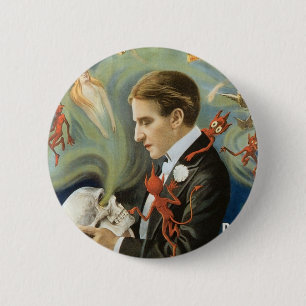 ヴィンテージ魔法ポスター、ザ・マジシャン素晴らしサーストン 缶バッジ