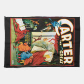 ヴィンテージ魔法ポスター、マジシャン素晴らし・カーター キッチンタオル (横)