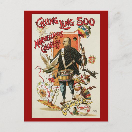 ヴィンテージ魔法ポスター、マジシャン・チュンリンス ポストカード (正面)