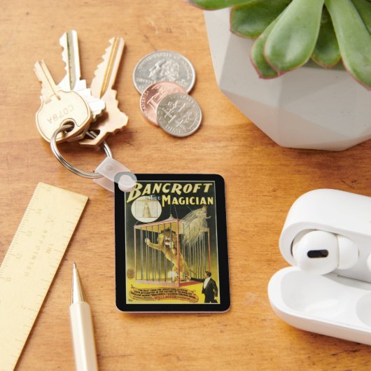 ヴィンテージ魔法ポスター、マジシャン・バンクロフト、ライオン キーホルダー (デスク)