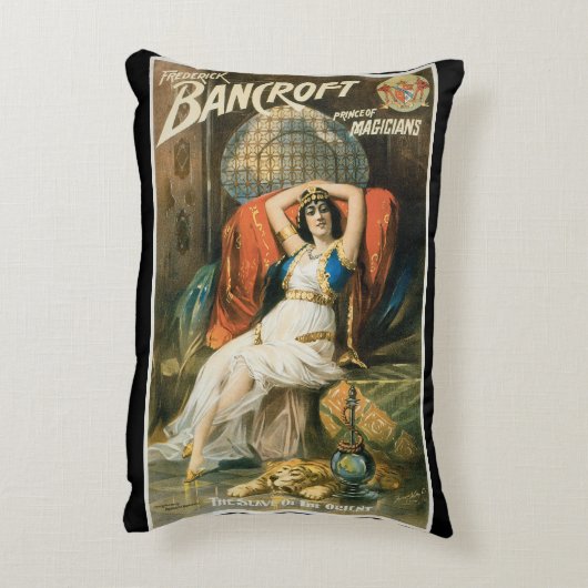 ヴィンテージ魔法ポスター、マジシャン・フレデリック・バンクロフト アクセントクッション (裏面(縦))