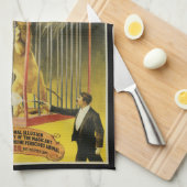 ヴィンテージ魔法ポスター、マジシャンBancroft and Lion キッチンタオル (四つ折り)