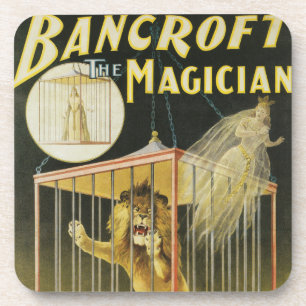 ヴィンテージ魔法ポスター、マジシャンBancroft and Lion コースター