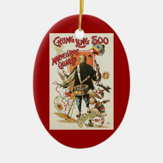 ヴィンテージ魔法ポスター、マジシャンChung Ling Soo セラミックオーナメント (正面)