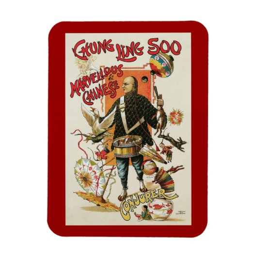 ヴィンテージ魔法ポスター、マジシャンChung Ling Soo マグネット (縦)