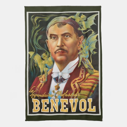 ヴィンテージ魔法ポスター、伝説的なベネボル教授 キッチンタオル (縦)