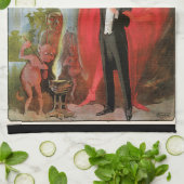 ヴィンテージ魔法ポスター、素晴らしブラックストーンマジシャン キッチンタオル (折り畳み)