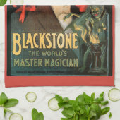 ヴィンテージ魔法ポスター、素晴らしブラックストーンマジシャン キッチンタオル (折り畳み)