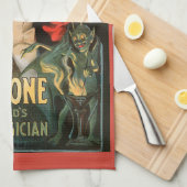 ヴィンテージ魔法ポスター、素晴らしブラックストーンマジシャン キッチンタオル (四つ折り)