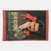 ヴィンテージ魔法ポスター、素晴らしブラックストーンマジシャン キッチンタオル (横)