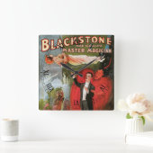 ヴィンテージ魔法ポスター、素晴らしブラックストーンマジシャン スクエア壁時計 (ホーム)