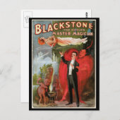 ヴィンテージ魔法ポスター、素晴らしブラックストーンマジシャン ポストカード (正面/裏面)