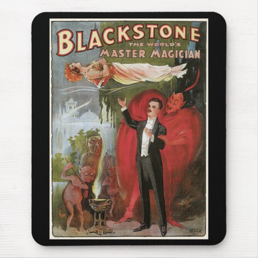 ヴィンテージ魔法ポスター、素晴らしブラックストーンマジシャン マウスパッド (正面)