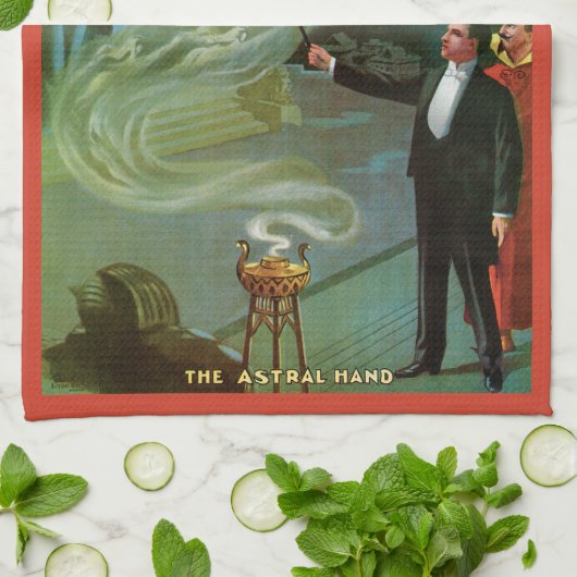 ヴィンテージ魔法ポスター、謎のカーター キッチンタオル (折り畳み)