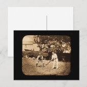 ヴィンテージ魔法ランタンスライドクリケットプレイヤーズセピア ポストカード (正面/裏面)