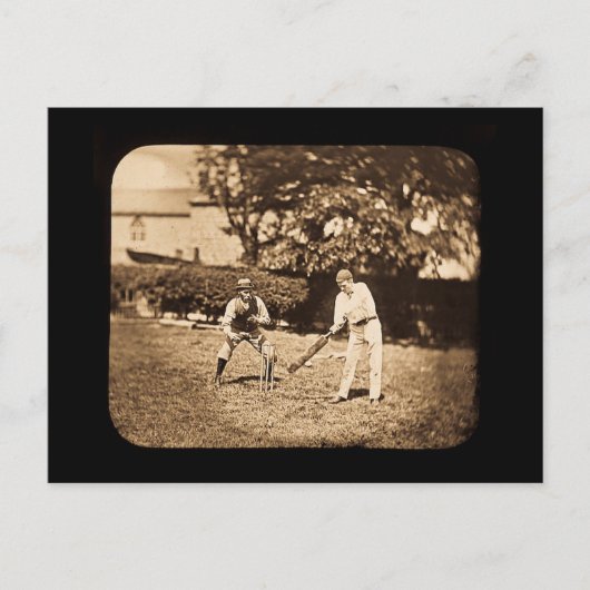 ヴィンテージ魔法ランタンスライドクリケットプレイヤーズセピア ポストカード (正面)