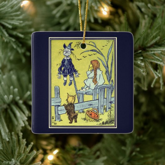 ヴィンテージ魔法使いのドロシー・トト、かかしに会う セラミックオーナメント (ツリー)