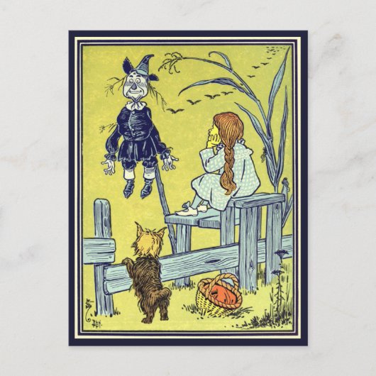 ヴィンテージ魔法使いのドロシー・トト、かかしに会う ポストカード (正面)