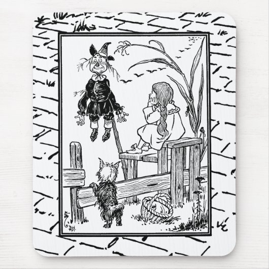 ヴィンテージ魔法使いのドロシー・トト、かかしに会う マウスパッド (正面)