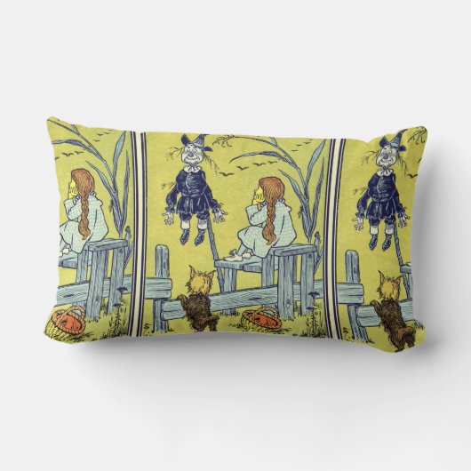 ヴィンテージ魔法使いのドロシー・トト、かかしに会う ランバークッション (裏面)