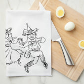 ヴィンテージ魔法使いオズかわいい踊りマンチキン！ キッチンタオル (四つ折り)