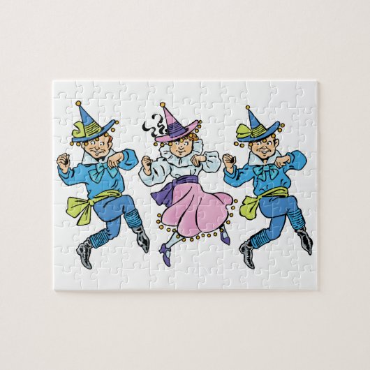 ヴィンテージ魔法使いオズかわいい踊りマンチキン! ジグソーパズル (横)