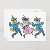 ヴィンテージ魔法使いオズかわいい踊りマンチキン! ポストカード (正面/裏面)