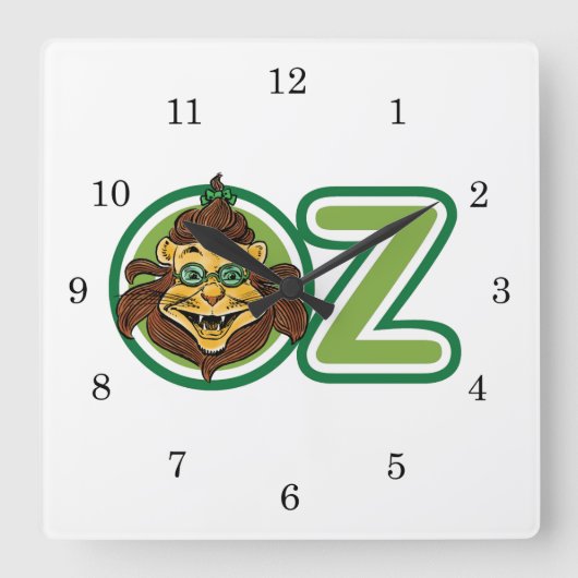 ヴィンテージ魔法使いオズの手紙のライオン スクエア壁時計 (正面)